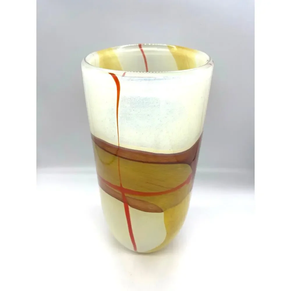 Vilniaus Stiklo Studija Modernist Lithuanian Art Glass Vase 12.5